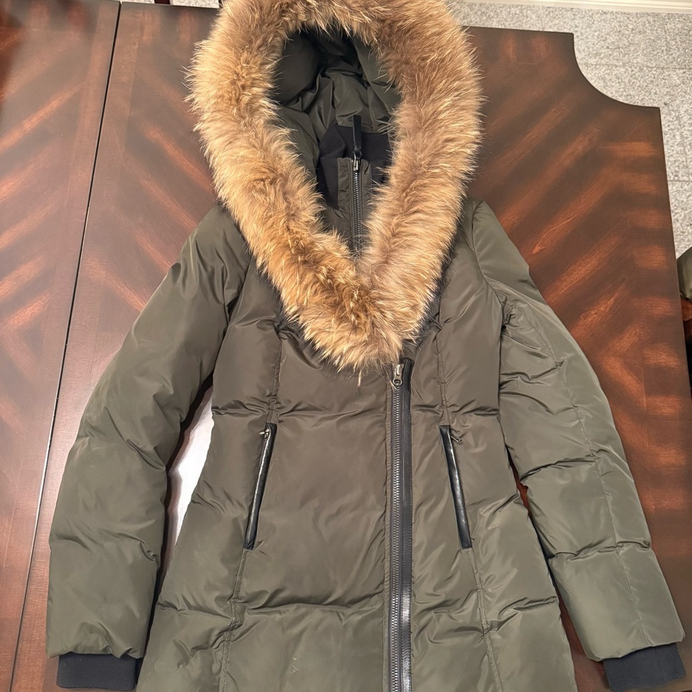Mackage Khaki Fur-Trimmed Puffer Coat